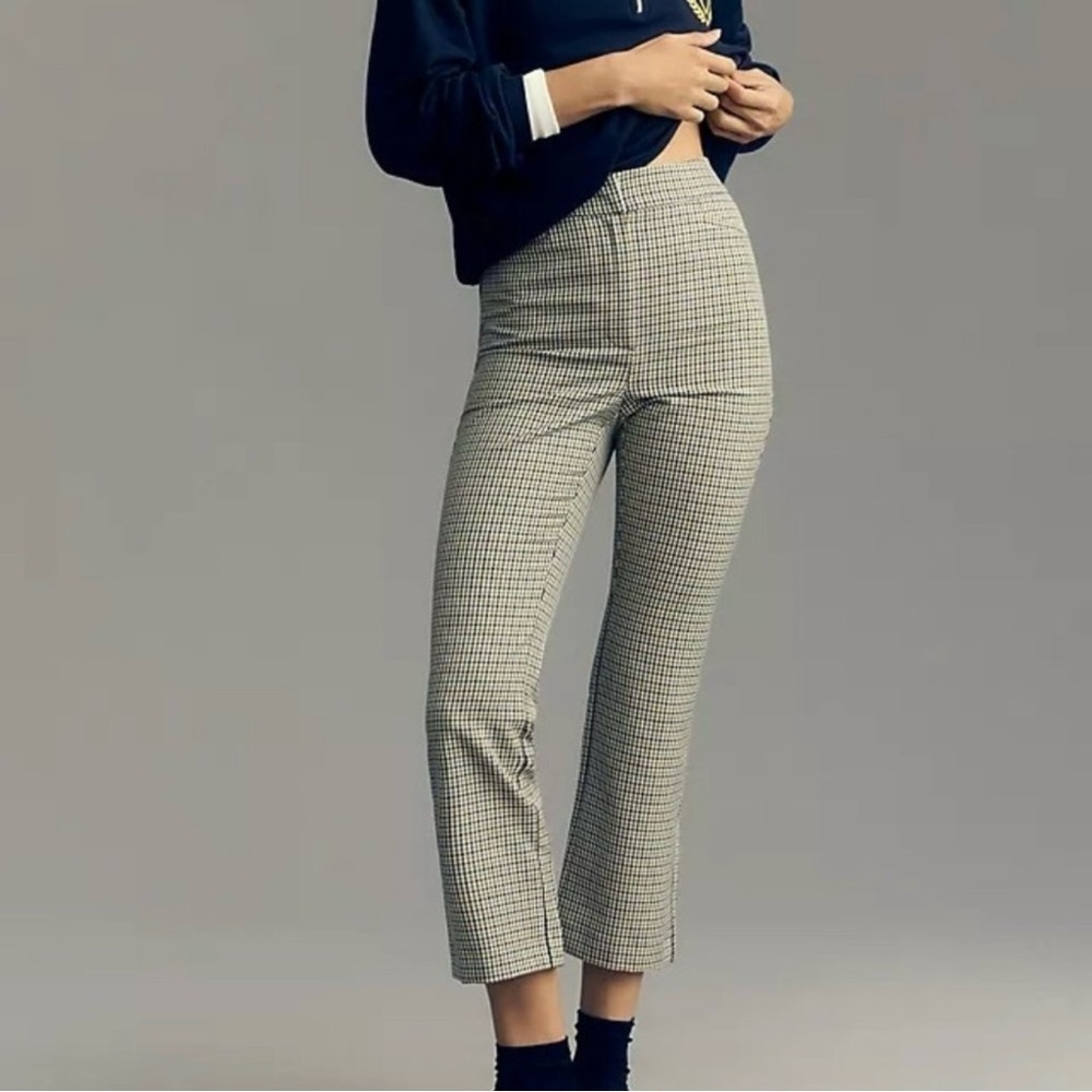 Nwt, Maeve By Anthropologie Women’s Multi Checkered Plaid Kick Flare Trousers, 2